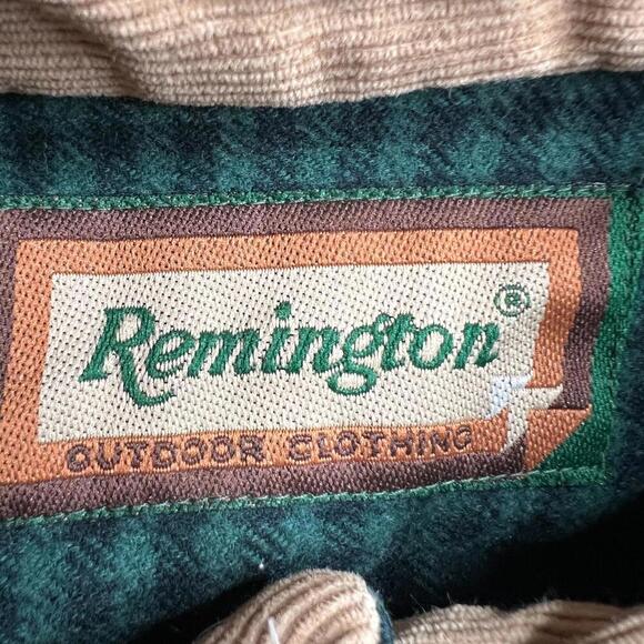 Remington Outdoor Clothing Flannel Shirt XL Green Black Check Plaid USA Made - Picture 5 of 7